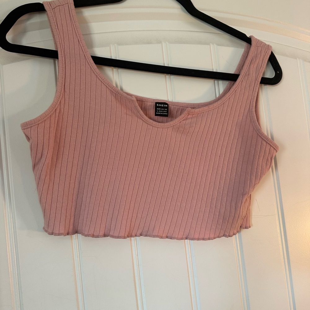 SHEIN Dusty Pink Ribbed Crop Top